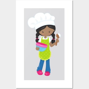 African American Girl, Baking, Baker, Bakery Posters and Art